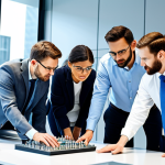 Engineering Collaboration**

"A diverse team of professional mechanical engineers in appropriate attire collaborating around a table in a bright, modern office space. They are reviewing a 3D model of a machine component on a large screen. The atmosphere is collaborative and focused. safe for work, appropriate content, fully clothed, professional, perfect anatomy, correct proportions, natural pose, well-formed hands, proper finger count, natural body proportions, high quality."

**