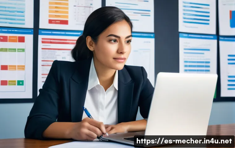 기계설계기사 시험 응시료 절약법 - A determined female engineer, mid-30s, with a focused expression, sits in a modern, well-lit office ...