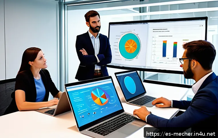 기계설계기사와 CAE 시뮬레이션 활용법 - A modern engineering office environment showing a diverse multidisciplinary team of engineers and de...