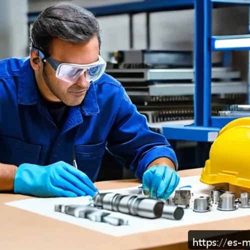 Home 17 기계설계와 재질 선택의 중요성 - A detailed industrial workshop scene focusing on a mechanical engineer examining various metal sampl...